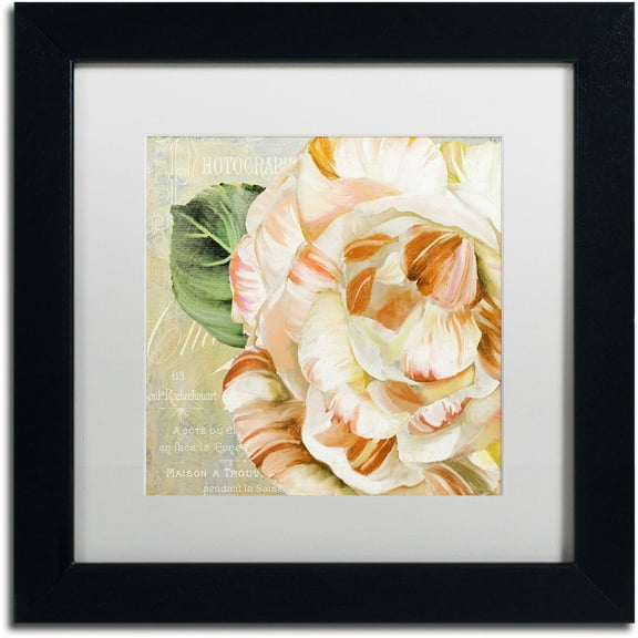 Trademark Fine Art "Camellias I" Canvas Art by Color Bakery White Matte, Black Frame
