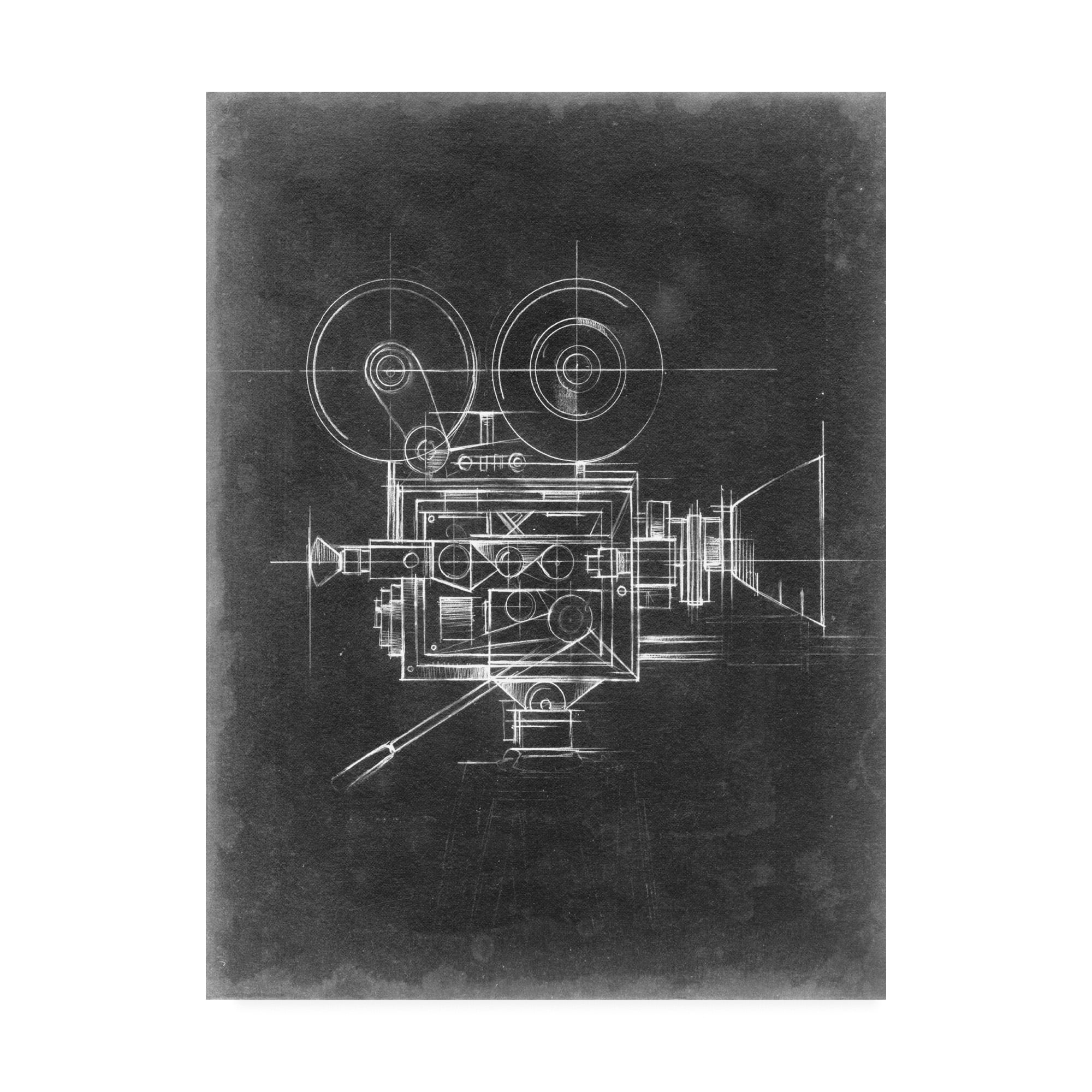 Ethan Harper Camera Blueprint II Black and White Canvas Art