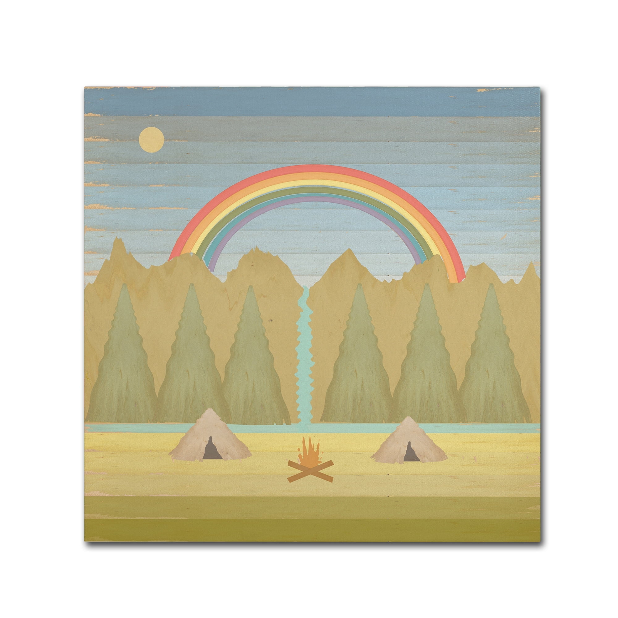 14 x 14 Multicolor Scenic Landscape Canvas Art with Wood Frame