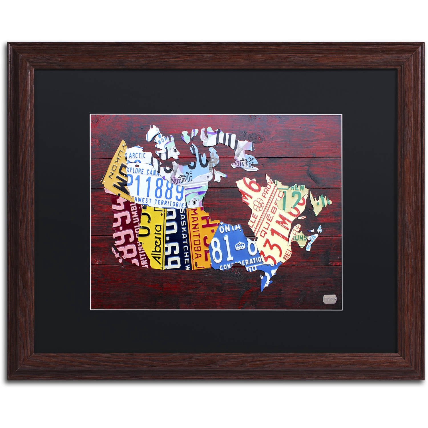Trademark Fine Art 'Canada License Plate Map' Canvas Art by Design Turnpike, Black Matte, Wood Frame
