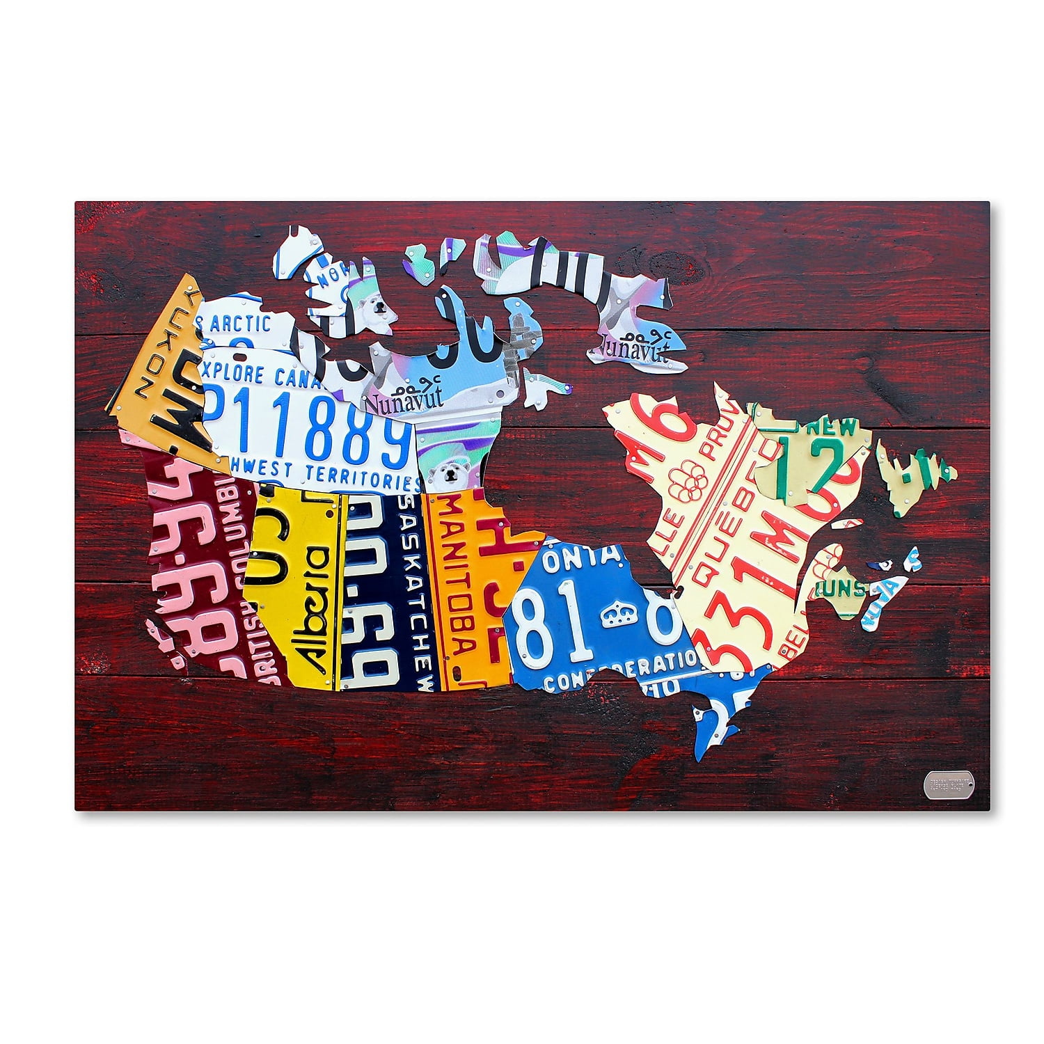 Trademark Fine Art 'Canada License Plate Map' Canvas Art by Design Turnpike