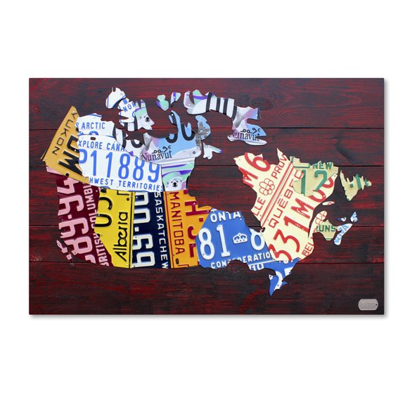 Trademark Fine Art 'Canada License Plate Map' Canvas Art by Design Turnpike