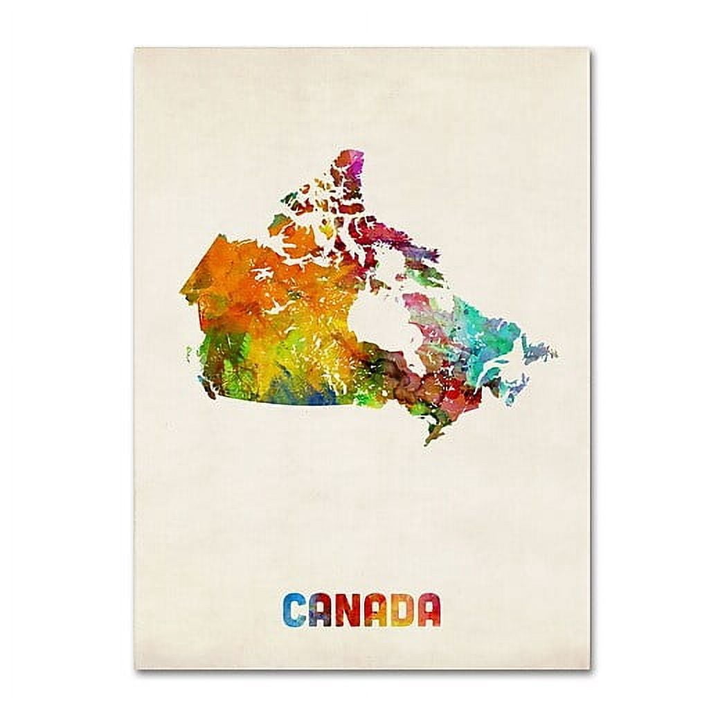 Trademark Fine Art "Canada Watercolor Map" Canvas Art by Michael Tompsett