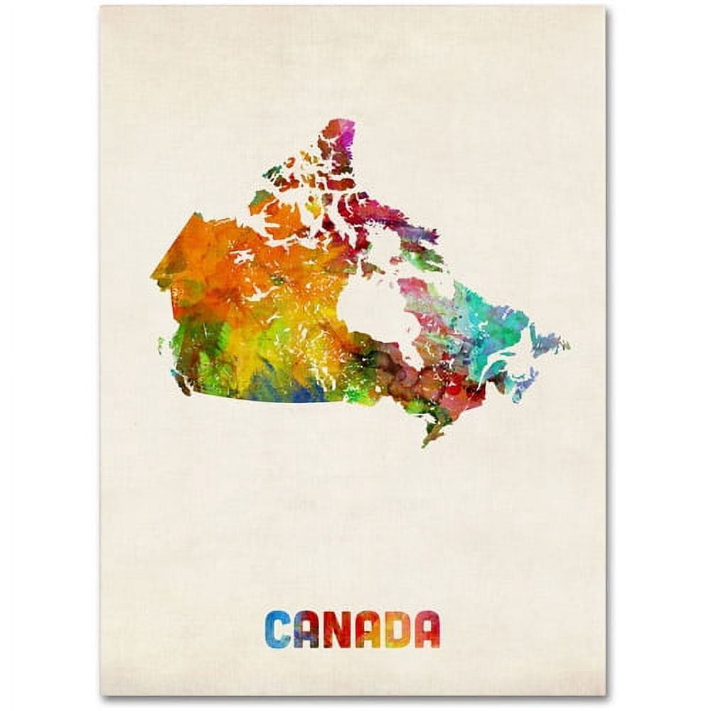 Trademark Fine Art "Canada Watercolor Map" Canvas Art by Michael Tompsett