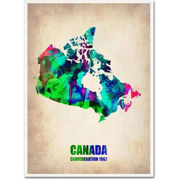 Trademark Fine Art "Canada Watercolor Map" Canvas Art by Naxart