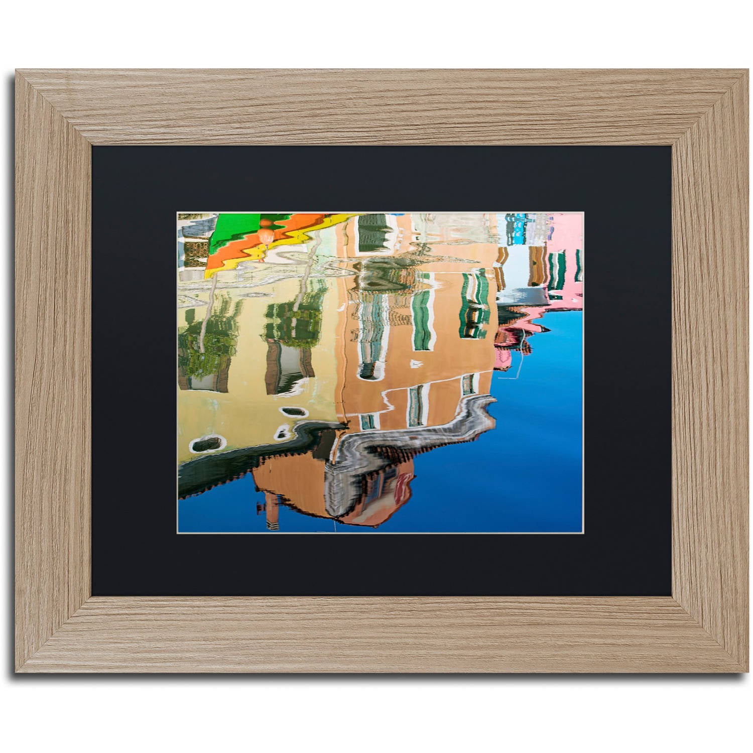 Trademark Fine Art "Canal Reflection" Canvas Art by Michael Blanchette Photography Black Matte, Birch Frame