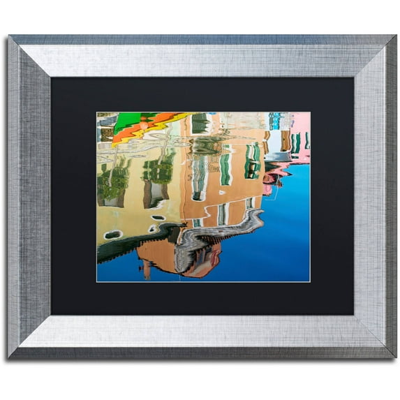 Trademark Fine Art "Canal Reflection" Canvas Art by Michael Blanchette Photography Black Matte, Silver Frame