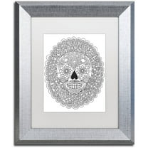 Trademark Fine Art "Candy Skull" Canvas Art by Hello Angel, White Matte, Silver Frame