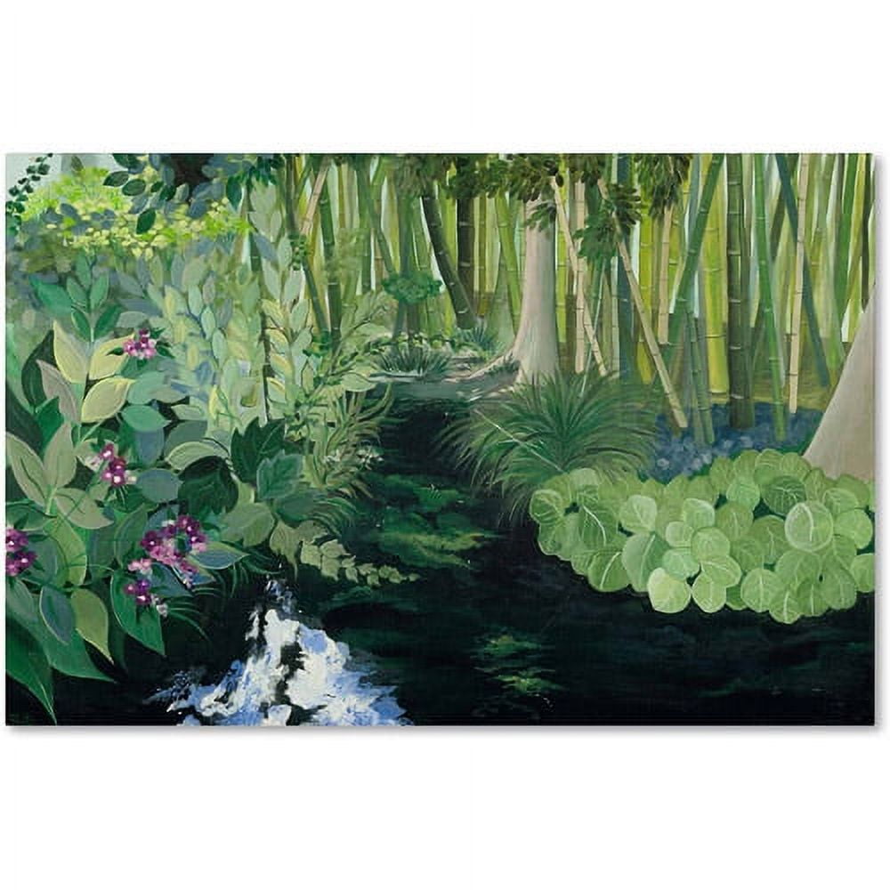 Bamboo Garden Landscape Canvas Art with Wooden Frame