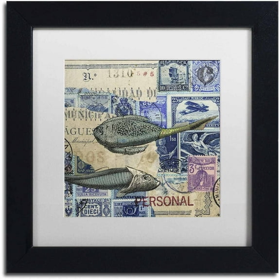 Trademark Fine Art 'Cap Cream Blue' Canvas Art by Nick Bantock, White Matte, Black Frame