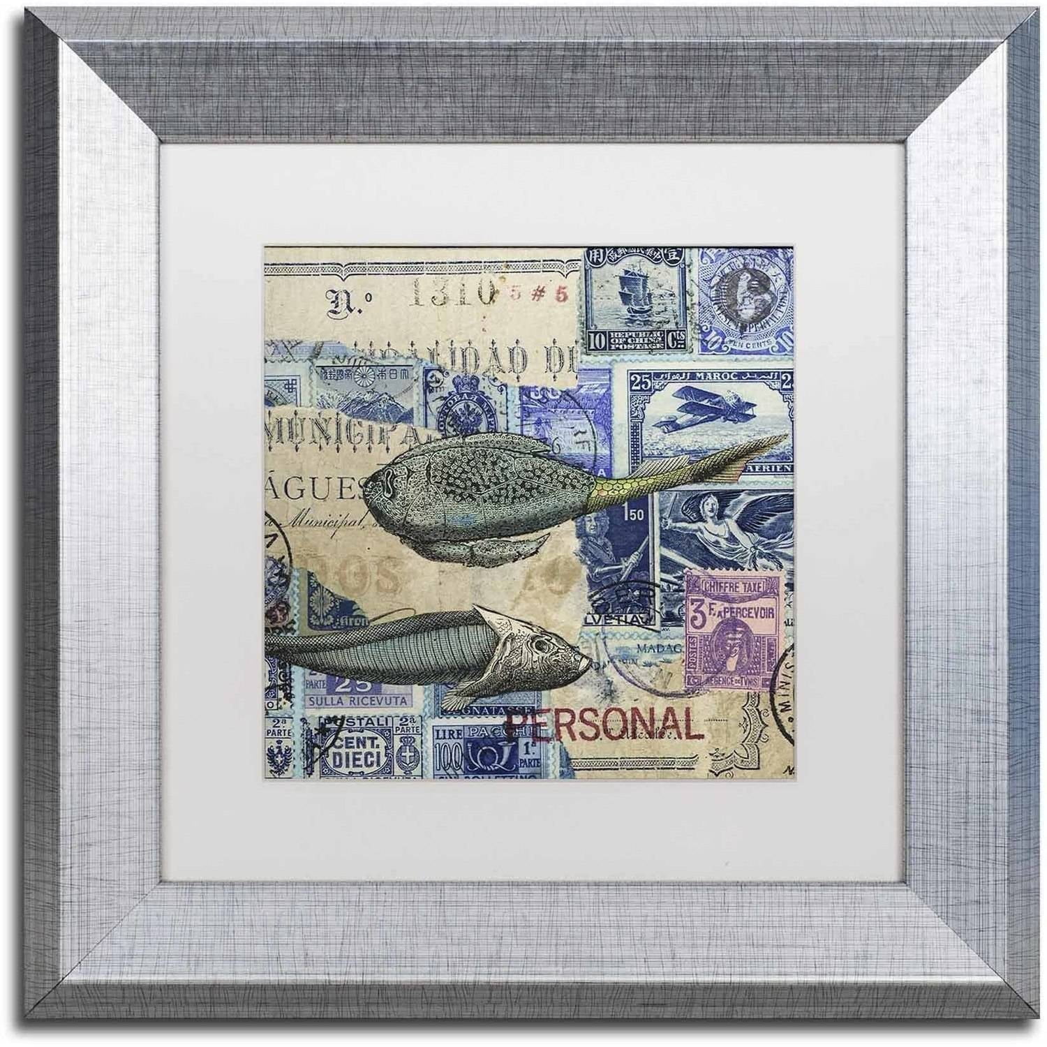 Trademark Fine Art 'Cap Cream Blue' Canvas Art by Nick Bantock, White Matte, Silver Frame