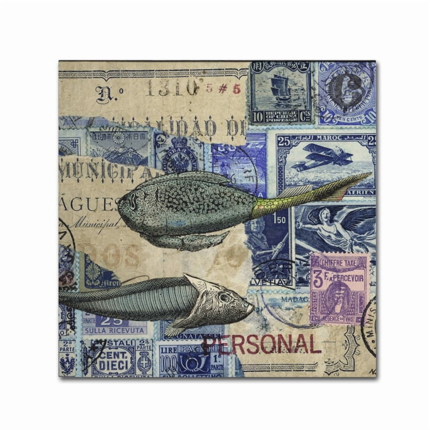 Nick Bantock 'Cap Cream Blue' Canvas Wall Art 14 x 14
