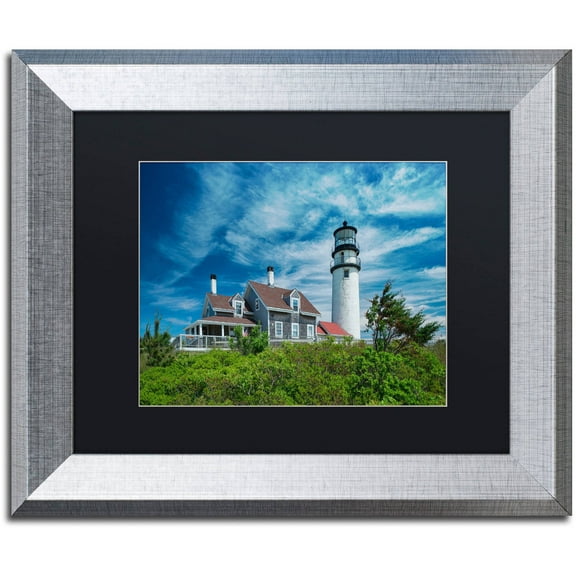 Trademark Fine Art "Cape Cod Light" Canvas Art by Michael Blanchette Photography Black Matte, Silver Frame