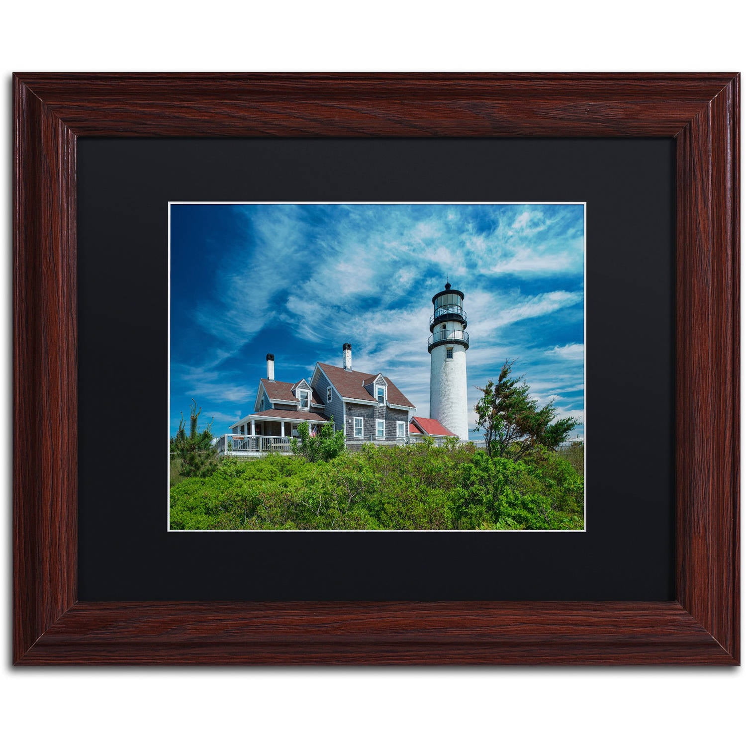 Trademark Fine Art "Cape Cod Light" Canvas Art by Michael Blanchette Photography Black Matte, Wood Frame