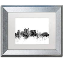 Trademark Fine Art "Cape Town S Africa Skyline B&W" Canvas Art by Michael Tompsett, White Matte, Silver Frame