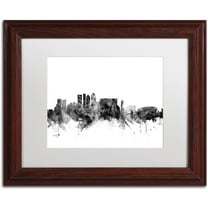 Trademark Fine Art "Cape Town S Africa Skyline B&W" Canvas Art by Michael Tompsett, White Matte, Wood Frame