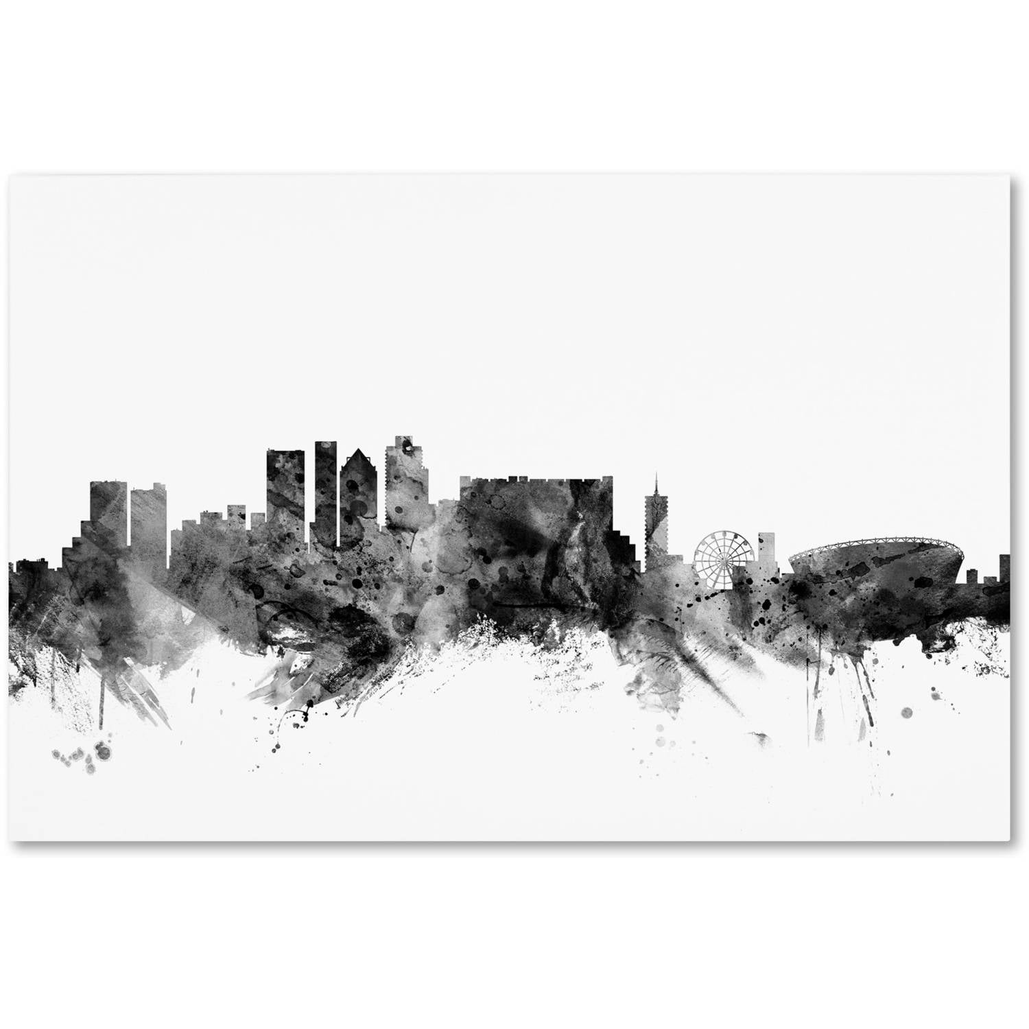 Trademark Fine Art "Cape Town S Africa Skyline B&W" Canvas Art by Michael Tompsett