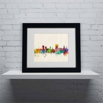 Trademark Fine Art "Cardiff Wales Skyline" Canvas Art by Michael Tompsett, Black Frame