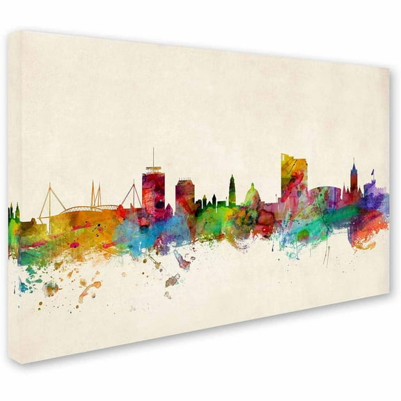 Trademark Fine Art "Cardiff Wales Skyline" Canvas Art by Michael Tompsett