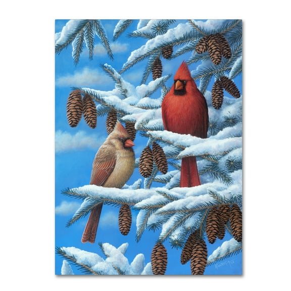 Trademark Fine Art 'Cardinals' Canvas Art by Robert Wavra