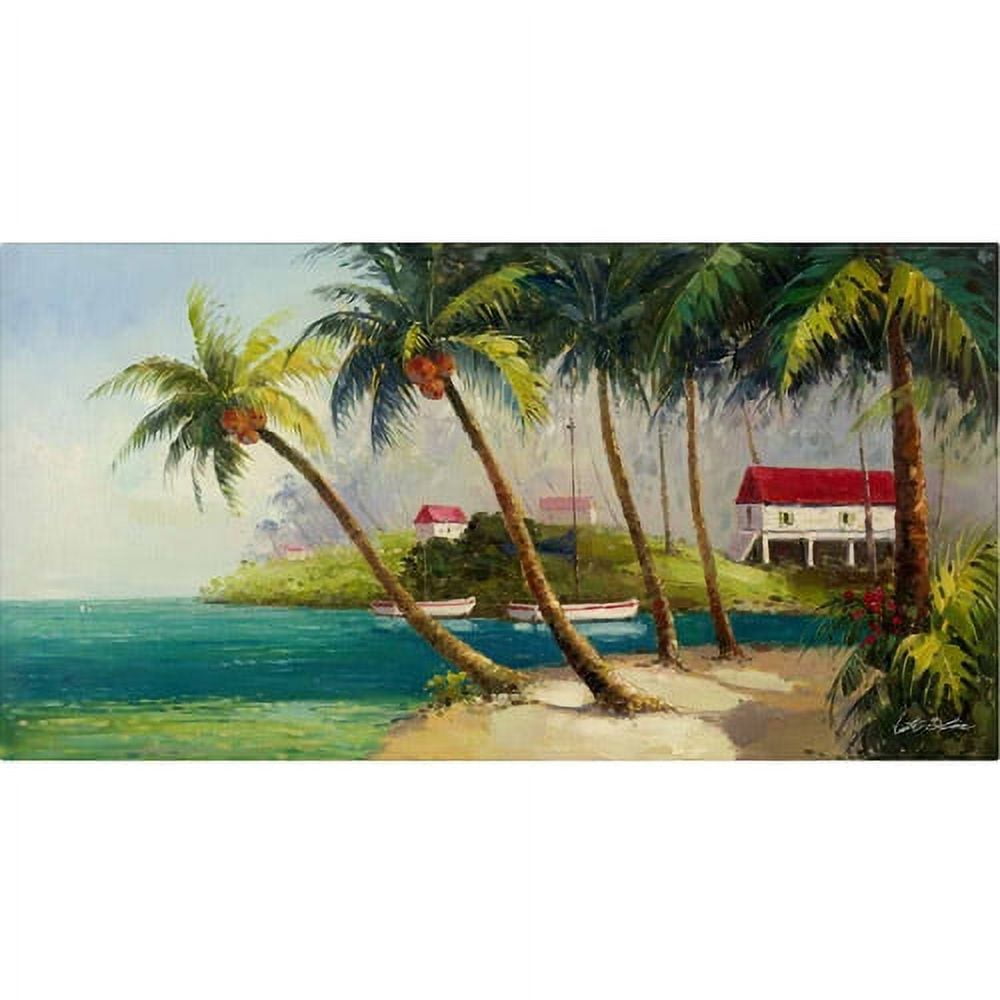 Victor Giton Caribbean Bay Canvas Art with Wooden Frame