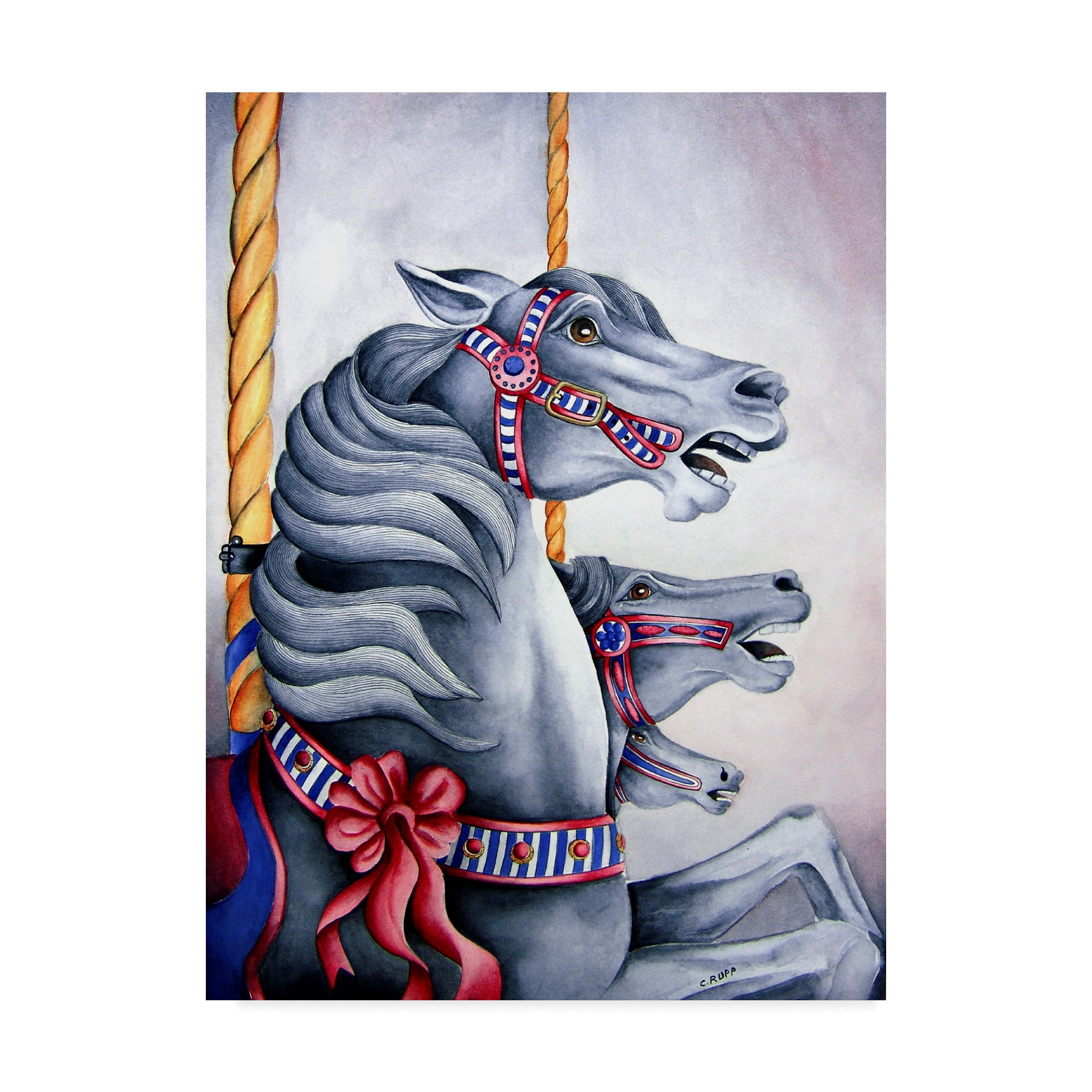 Trademark Fine Art 'Carousel Horses' Canvas Art by Carol J Rupp