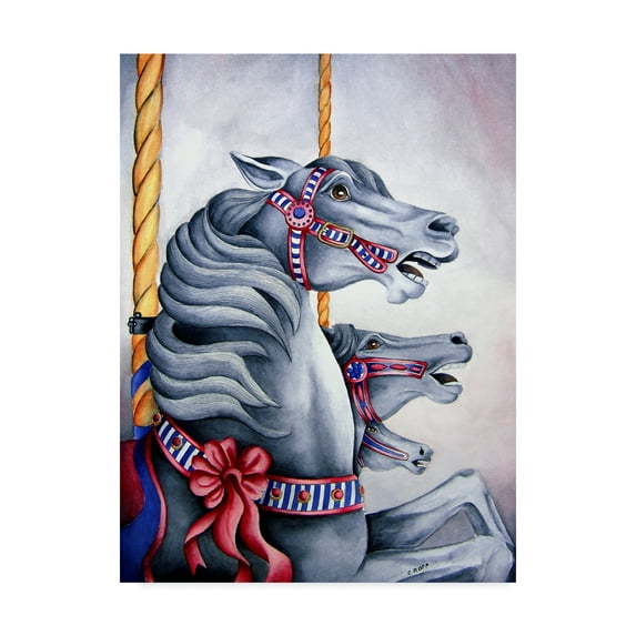 Trademark Fine Art 'Carousel Horses' Canvas Art by Carol J Rupp