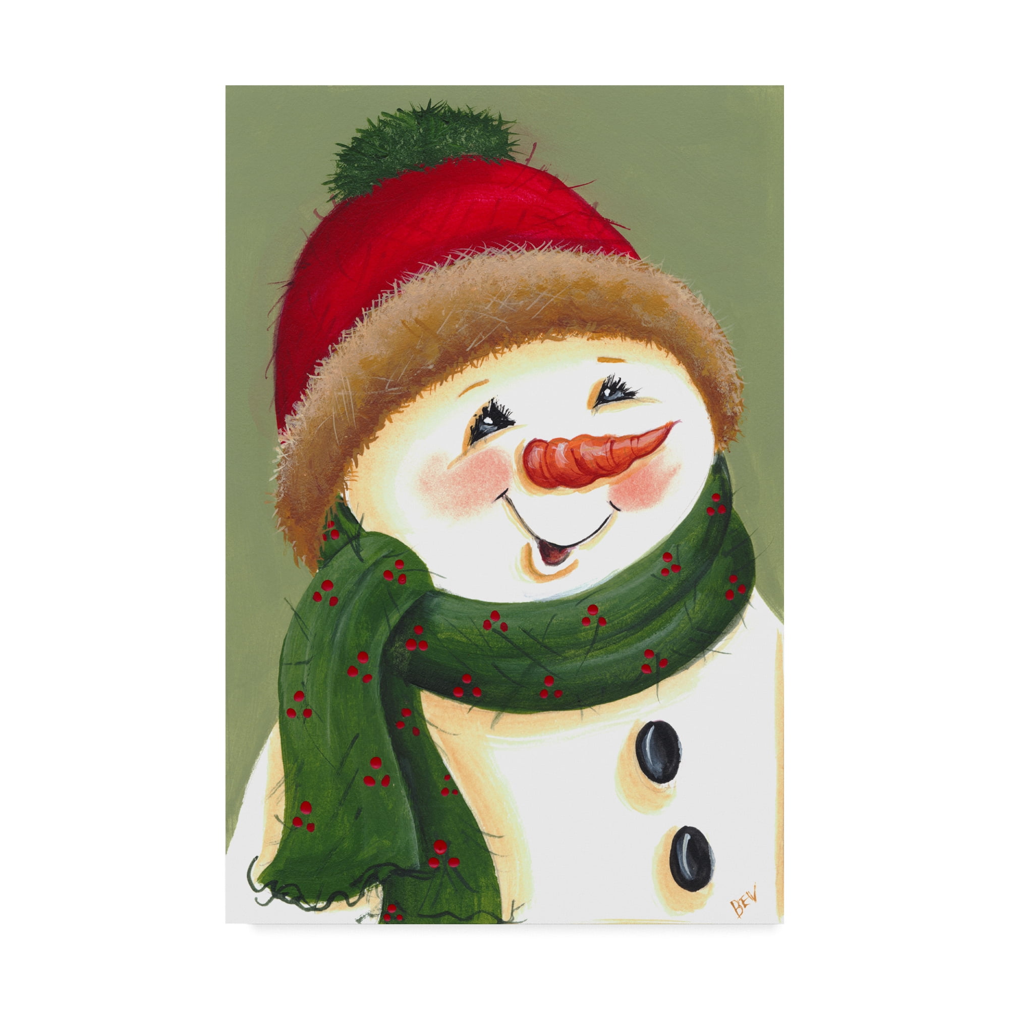 Trademark Fine Art 'Carrot Nose Snowman' Canvas Art by Beverly Johnston