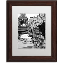 Trademark Fine Art "Carrousel de la Tour Eiffel" Canvas Art by Philippe Hugonnard, White Matte, Wood Frame