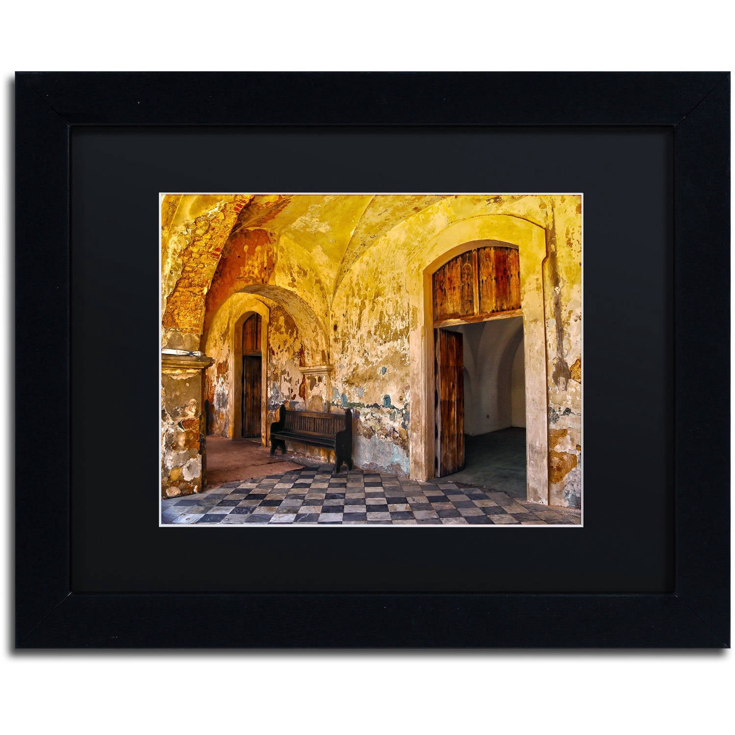 Trademark Fine Art "Castillo de San Felipe del Morro 1" Canvas Art by CATeyes, Black Matte, Black Frame
