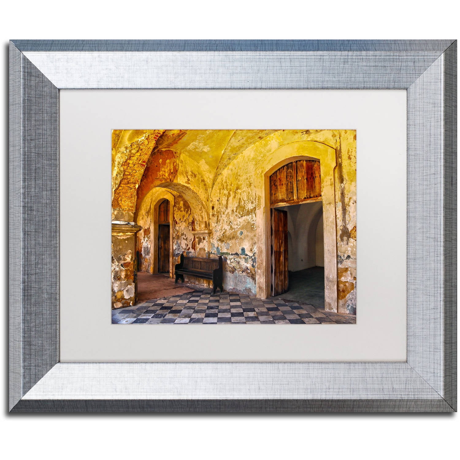Trademark Fine Art "Castillo de San Felipe del Morro 1" Canvas Art by CATeyes, White Matte, Silver Frame