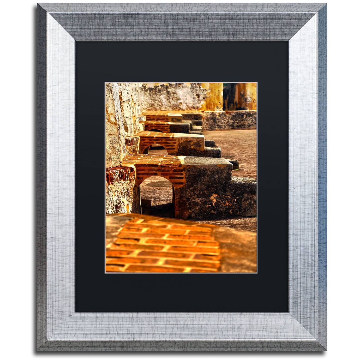 Trademark Fine Art "Castillo de San Felipe del Morro 10" Canvas Art by CATeyes, Black Matte, Silver Frame