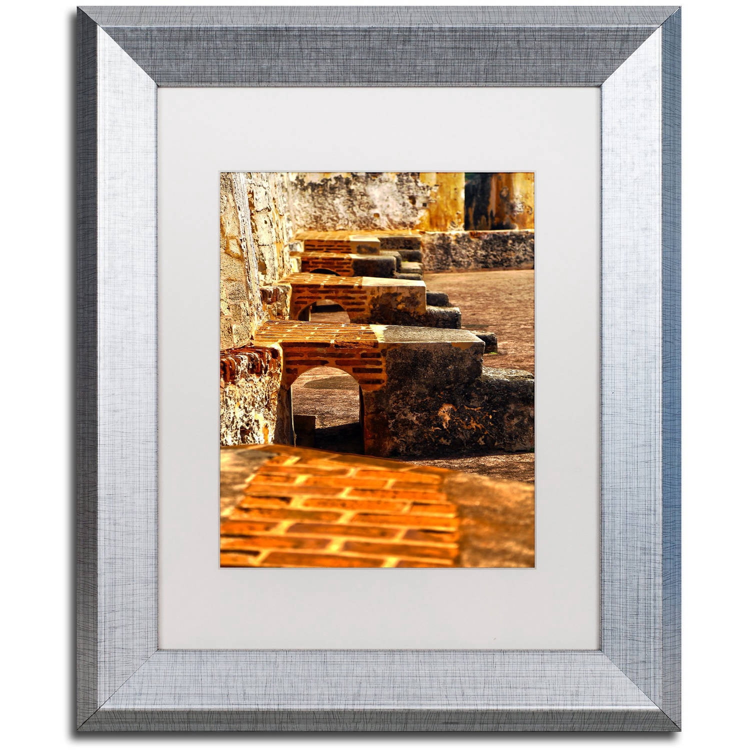 Trademark Fine Art "Castillo de San Felipe del Morro 10" Canvas Art by CATeyes, White Matte, Silver Frame