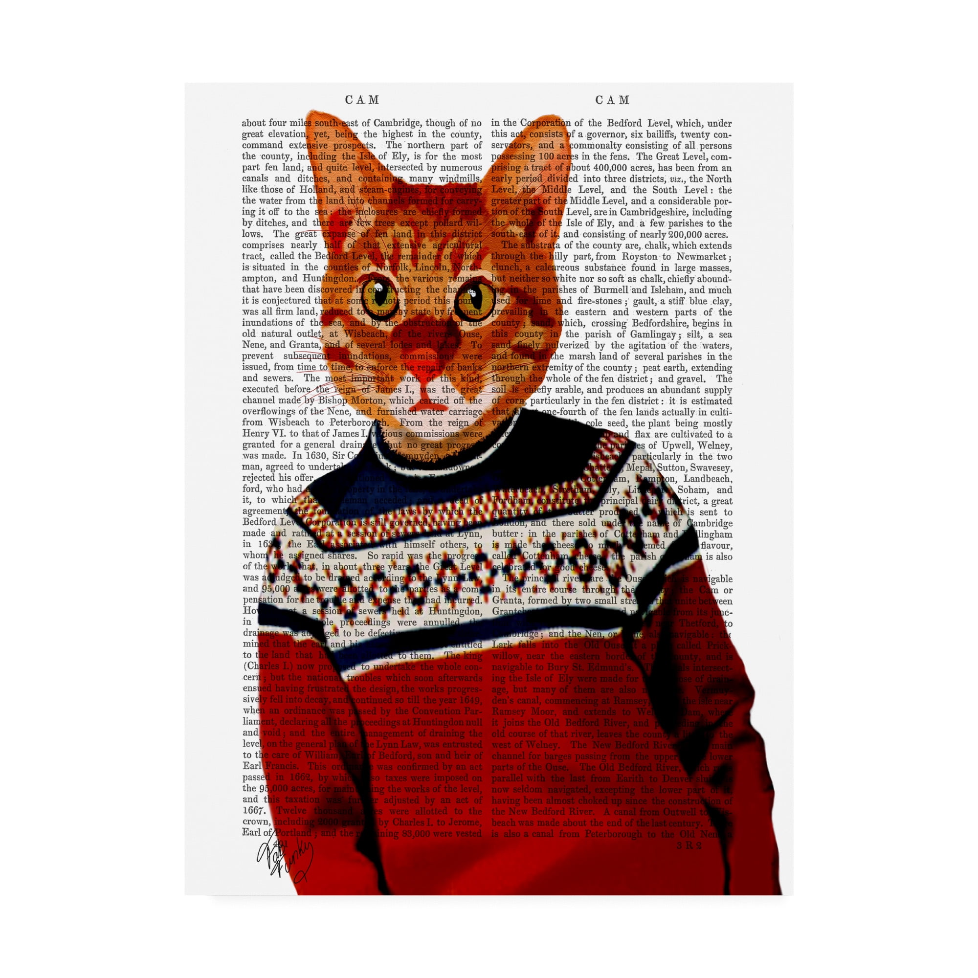 Trademark Fine Art 'Cat In Ski Sweater' Canvas Art by Fab Funky