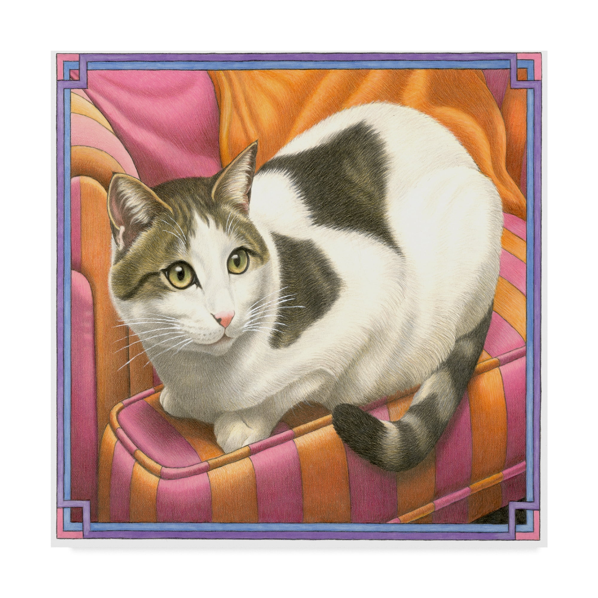 Trademark Fine Art 'Cat On Pink Chair' Canvas Art by Francien Van Westering
