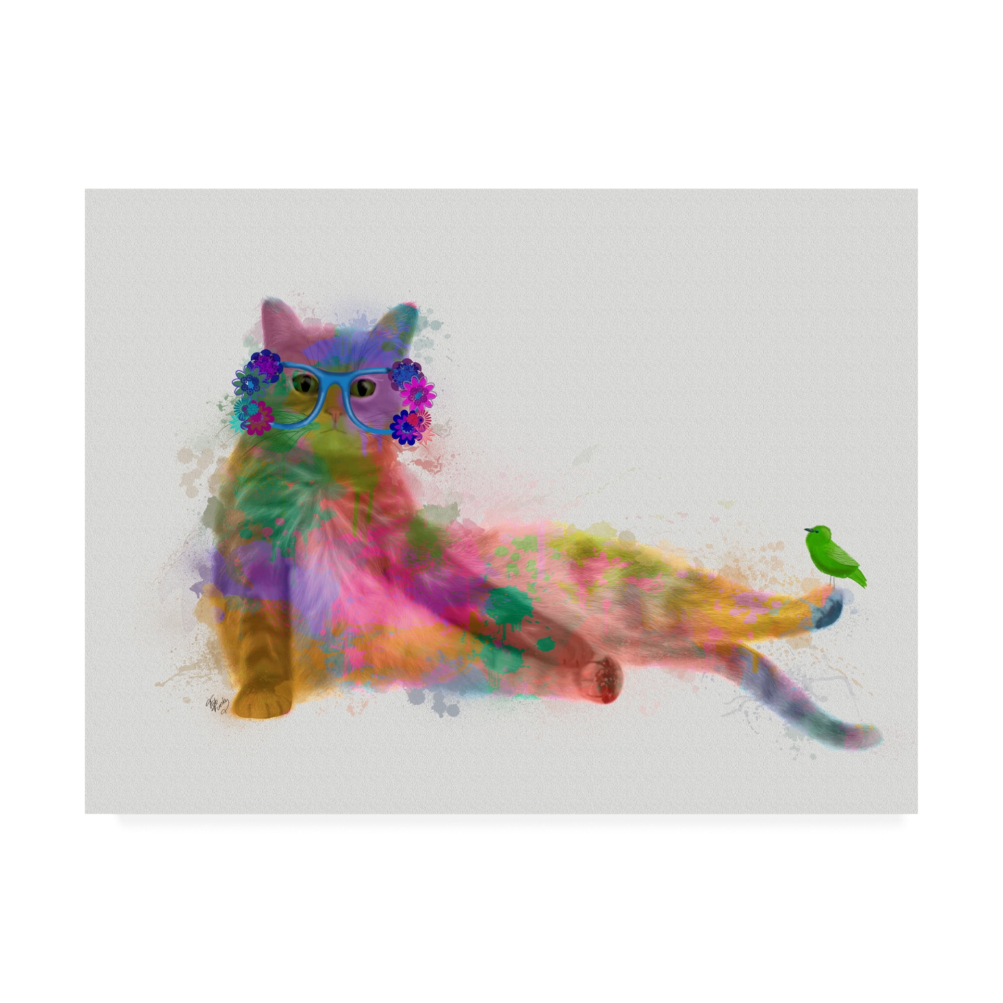 Trademark Fine Art 'Cat Rainbow Splash 10' Canvas Art by Fab Funky
