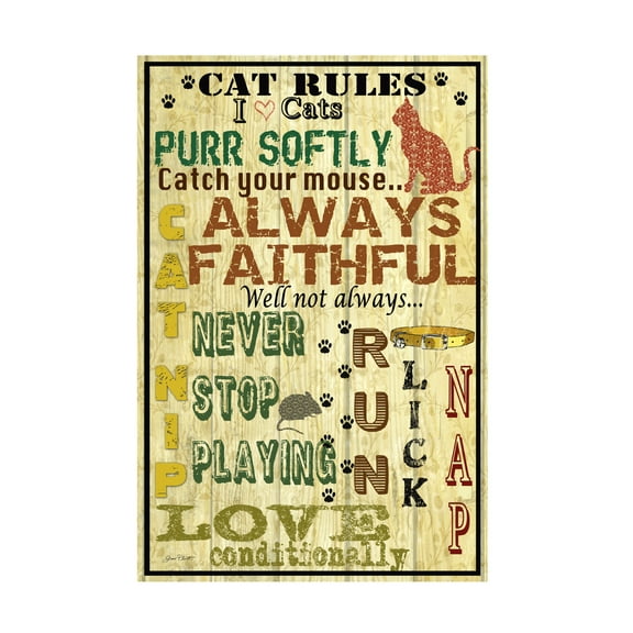 Trademark Fine Art 'Cat Rules' Canvas Art by Jean Plout