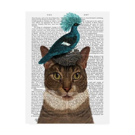 Trademark Fine Art 'Cat With Nest And Blue Bird' Canvas Art by Fab Funky