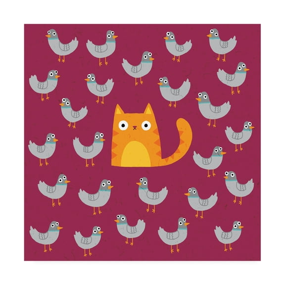 Trademark Fine Art 'Cat amongst the Pigeons' Canvas Art by Michael Buxto