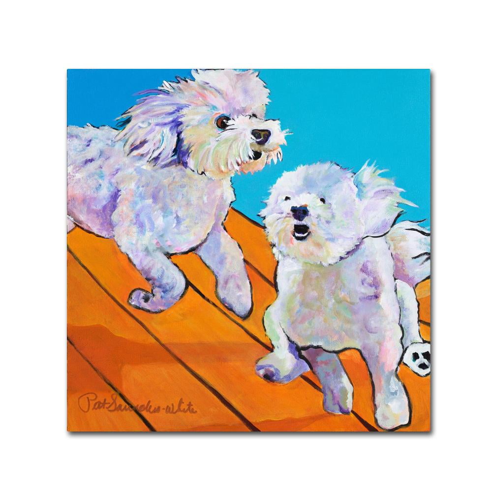 Playful Dogs on Deck Vibrant Canvas Art