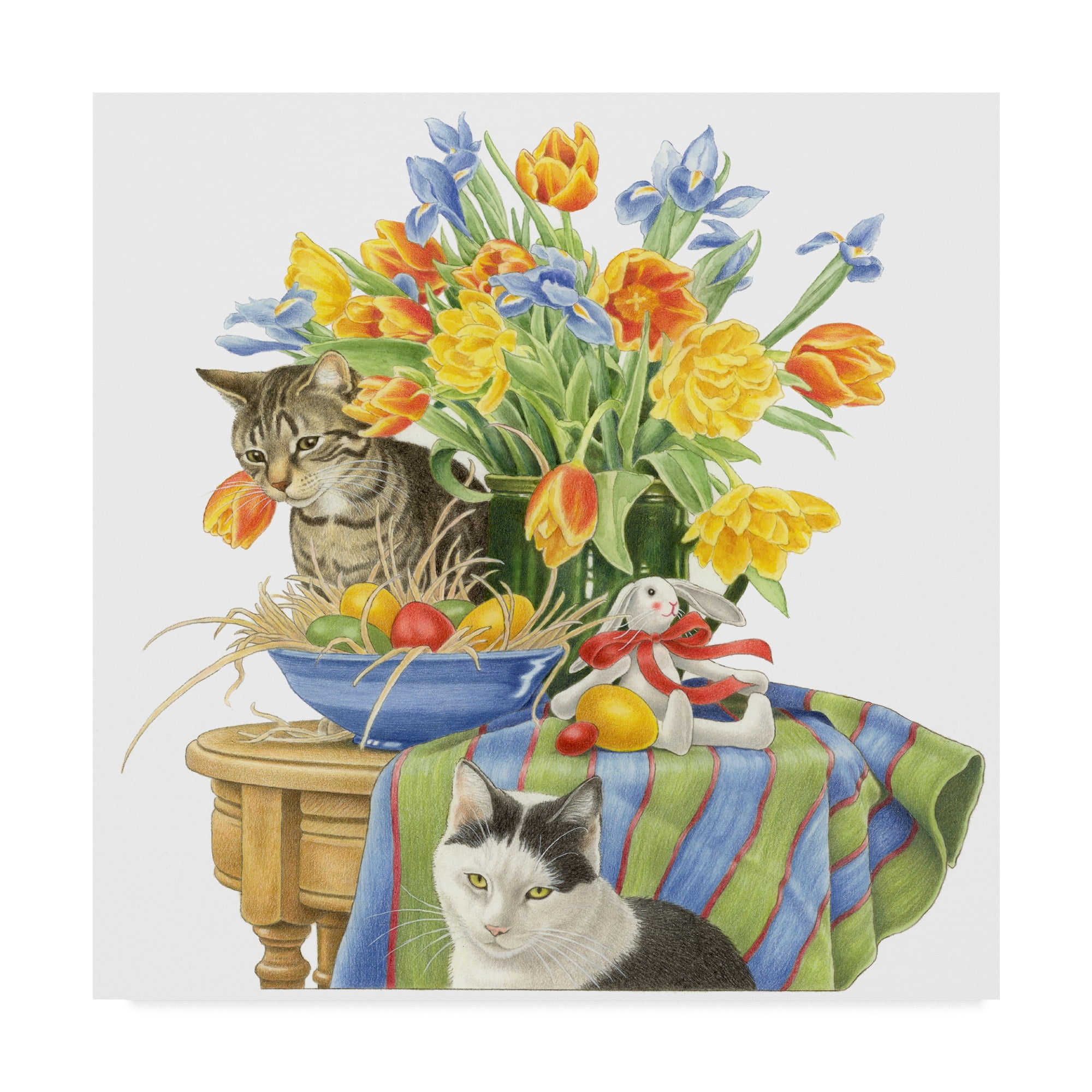 Trademark Fine Art 'Cats In The Flowers' Canvas Art by Francien Van Westering