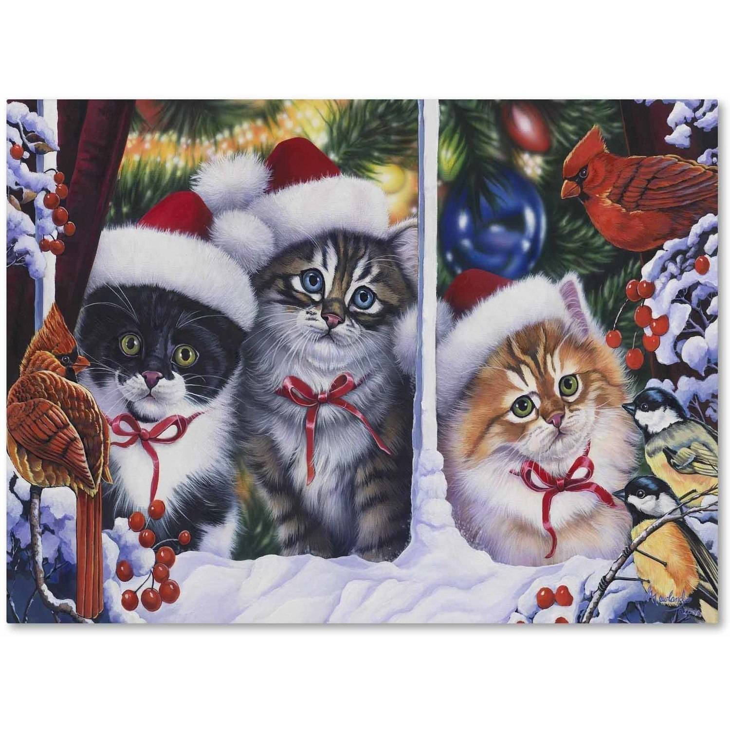 Trademark Fine Art 'Cats In Window' Canvas Art by Jenny Newland