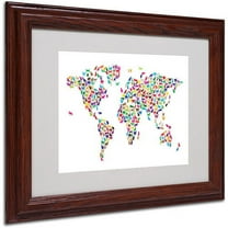 Trademark Fine Art "Cats World Map" Matted Framed Art by Michael Tompsett
