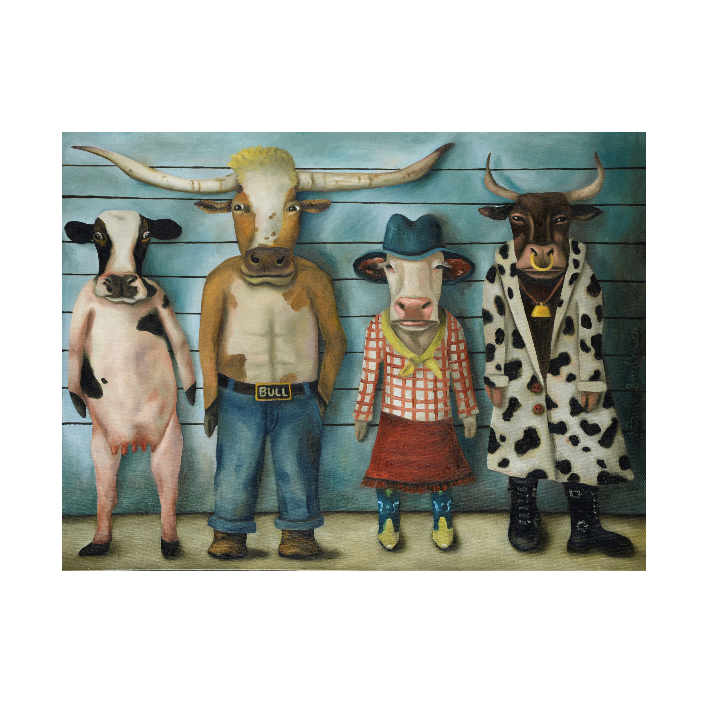 Trademark Fine Art 'Cattle Line Up' Canvas Art by Leah Saulnier