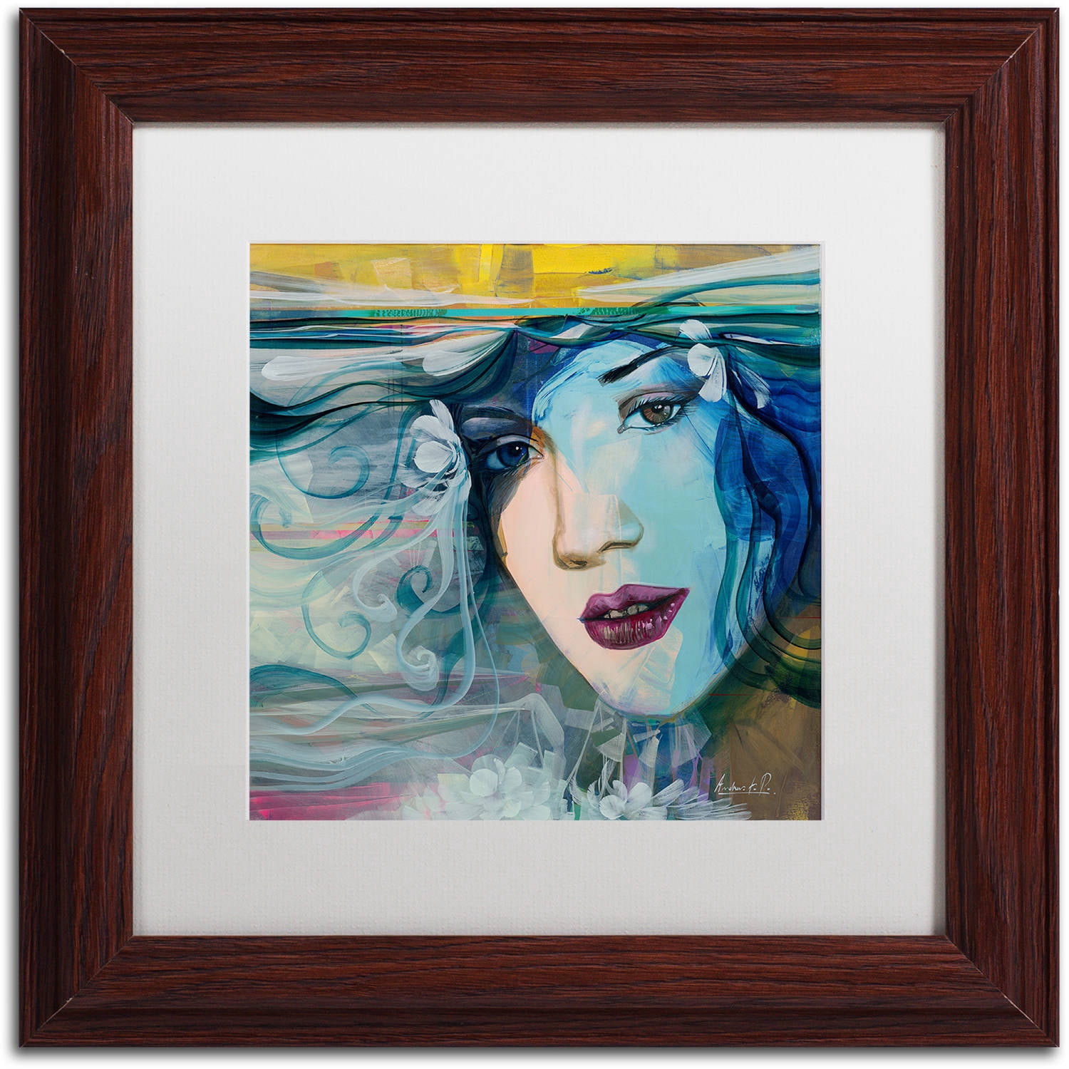 Trademark Fine Art "Celeste" Canvas Art by Andrea, White Matte, Wood Frame