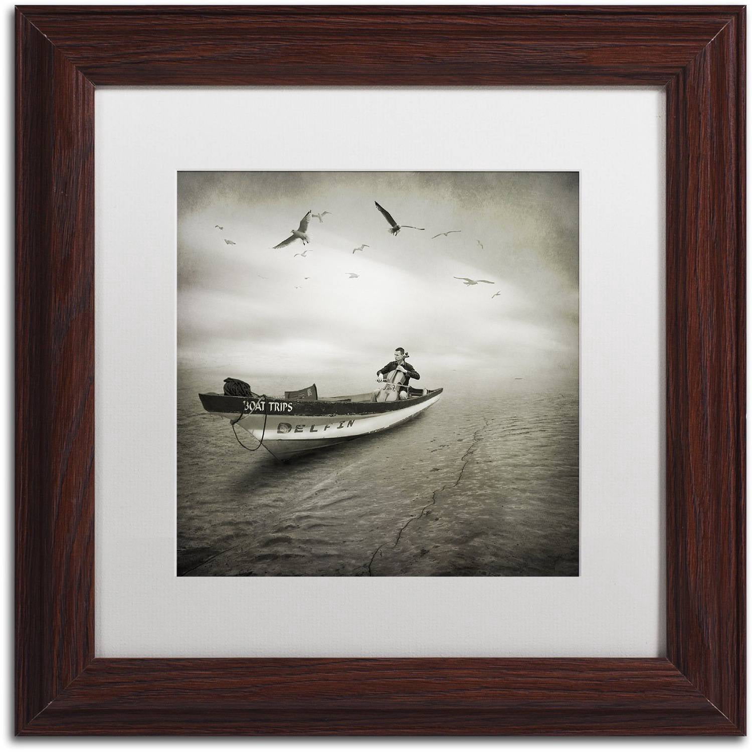 Trademark Fine Art "Cello Sophia" Canvas Art by Moises Levy White Matte, Wood Frame