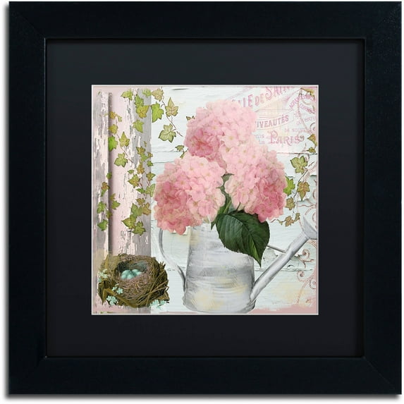 Trademark Fine Art "Chalet d'Ete Hydrangea" Canvas Art by Color Bakery Black Matte, Black Frame
