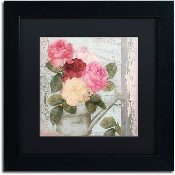 Trademark Fine Art "Chalet d'Ete Roses" Canvas Art by Color Bakery Black Matte, Black Frame