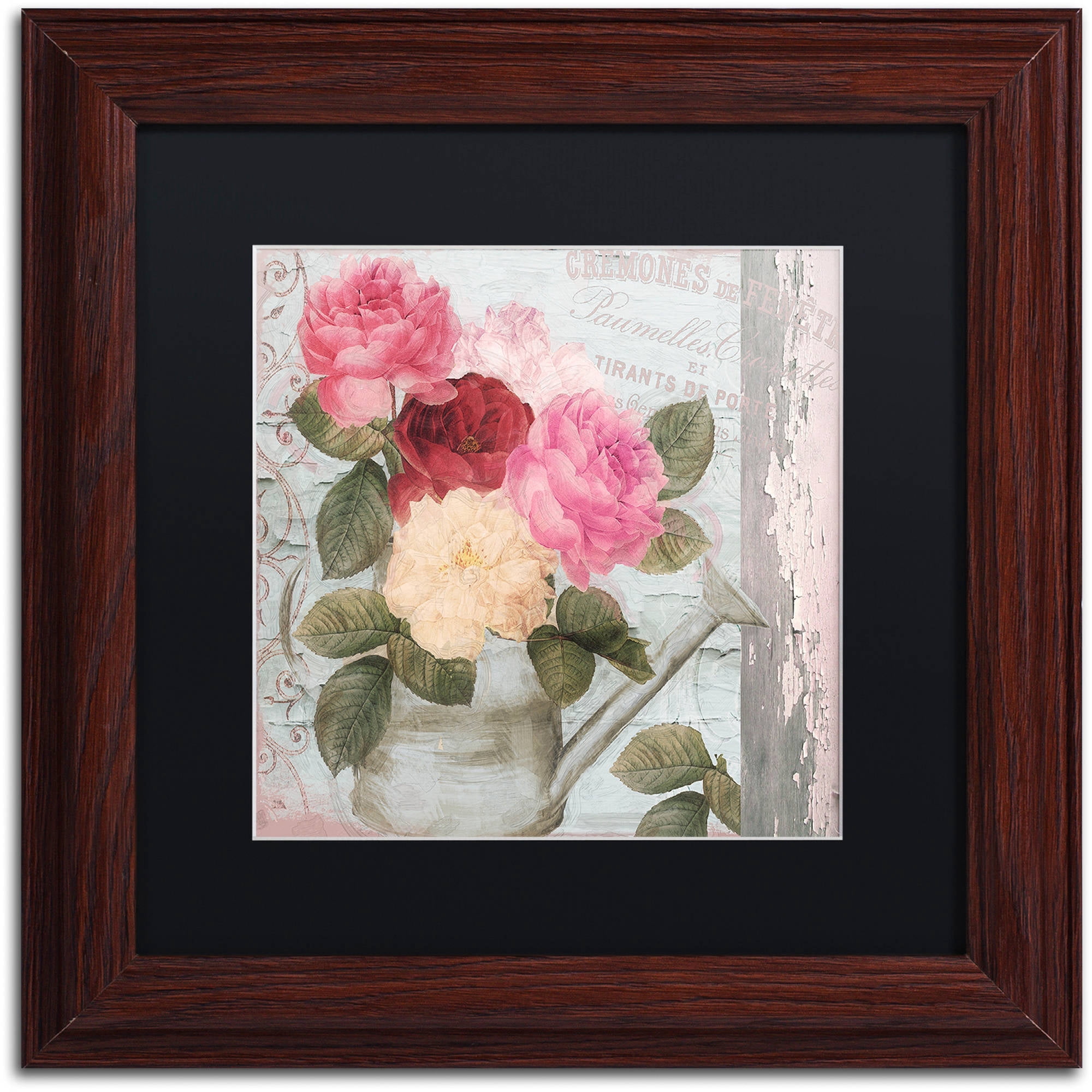 Trademark Fine Art "Chalet d'Ete Roses" Canvas Art by Color Bakery Black Matte, Wood Frame