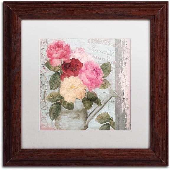 Trademark Fine Art "Chalet d'Ete Roses" Canvas Art by Color Bakery White Matte, Wood Frame